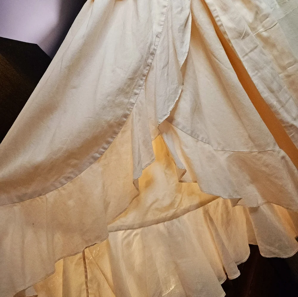 Ralph Lauren Blush Pink Linen Ruffle Wrap Around Dress Sz. 8 NW/OUT T - Picture 3 of 9
